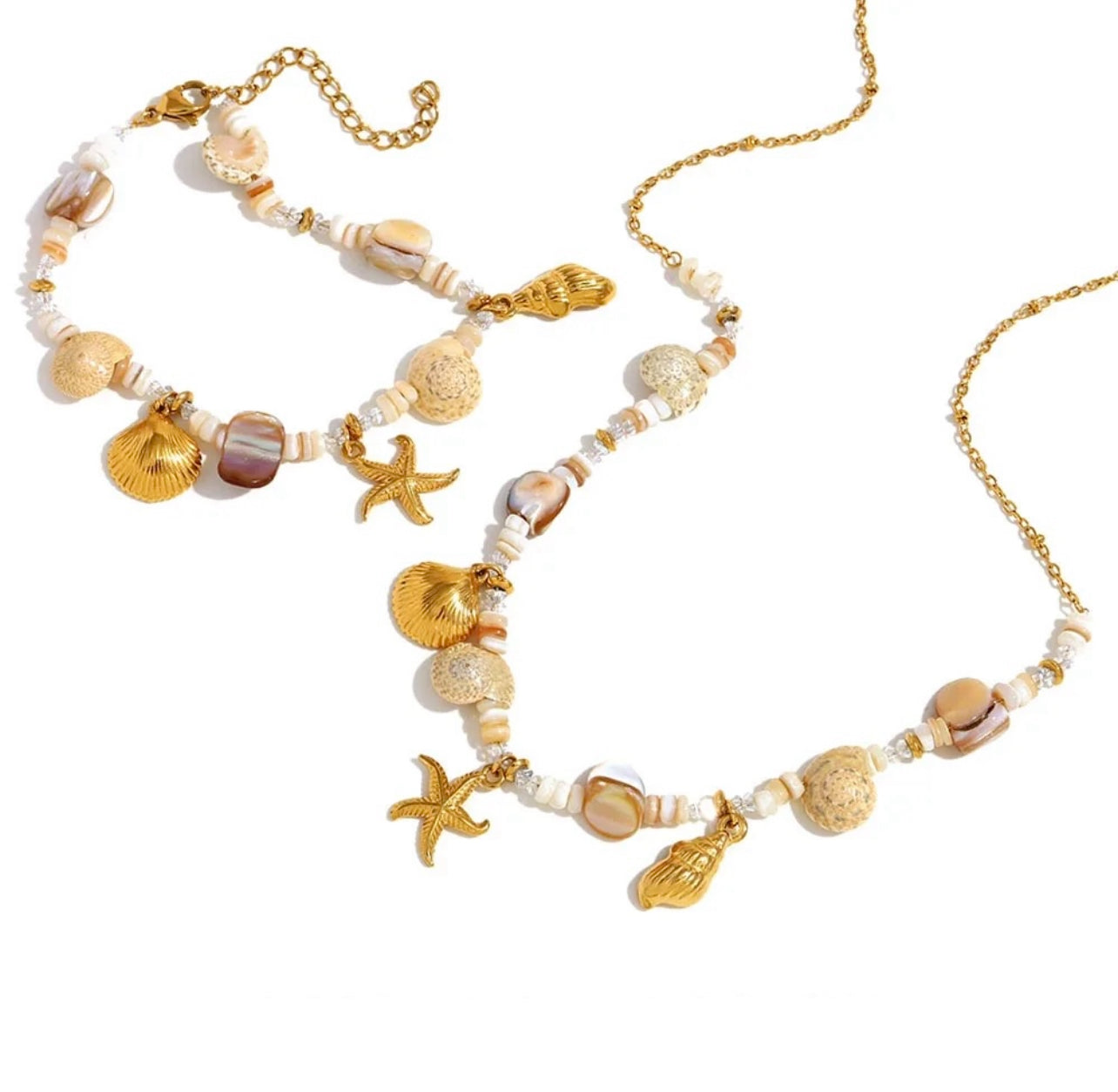 BEACH STYLE NECKLACE AND BRACELET SET