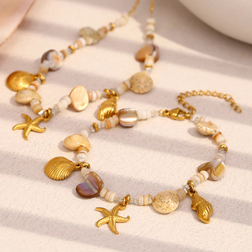 BEACH STYLE NECKLACE AND BRACELET SET