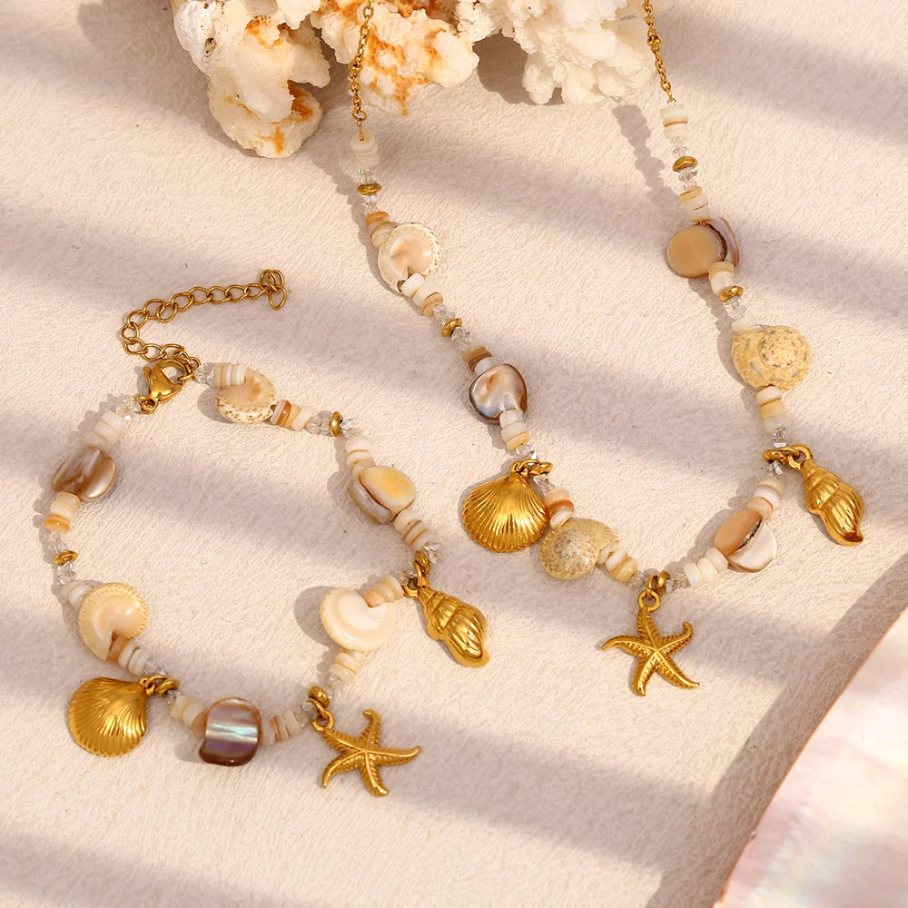 BEACH STYLE NECKLACE AND BRACELET SET