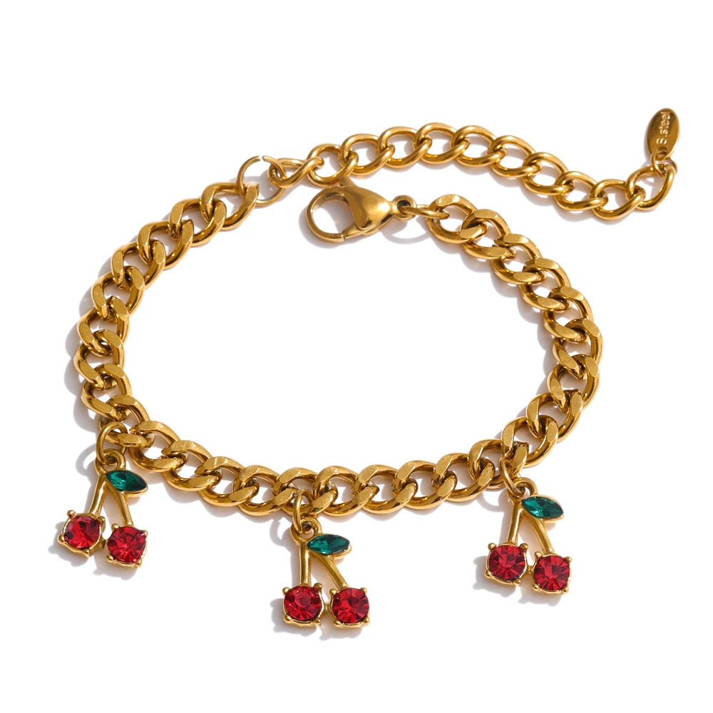 CHERRY LOVERS NECKLACE AND BRACELET SET