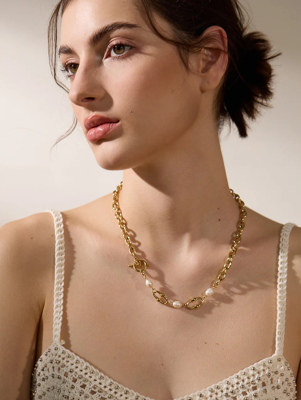 PEARLS CHAIN NECKLACE AND BRACELET SET