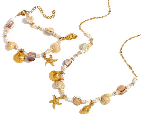 BEACH STYLE NECKLACE AND BRACELET SET