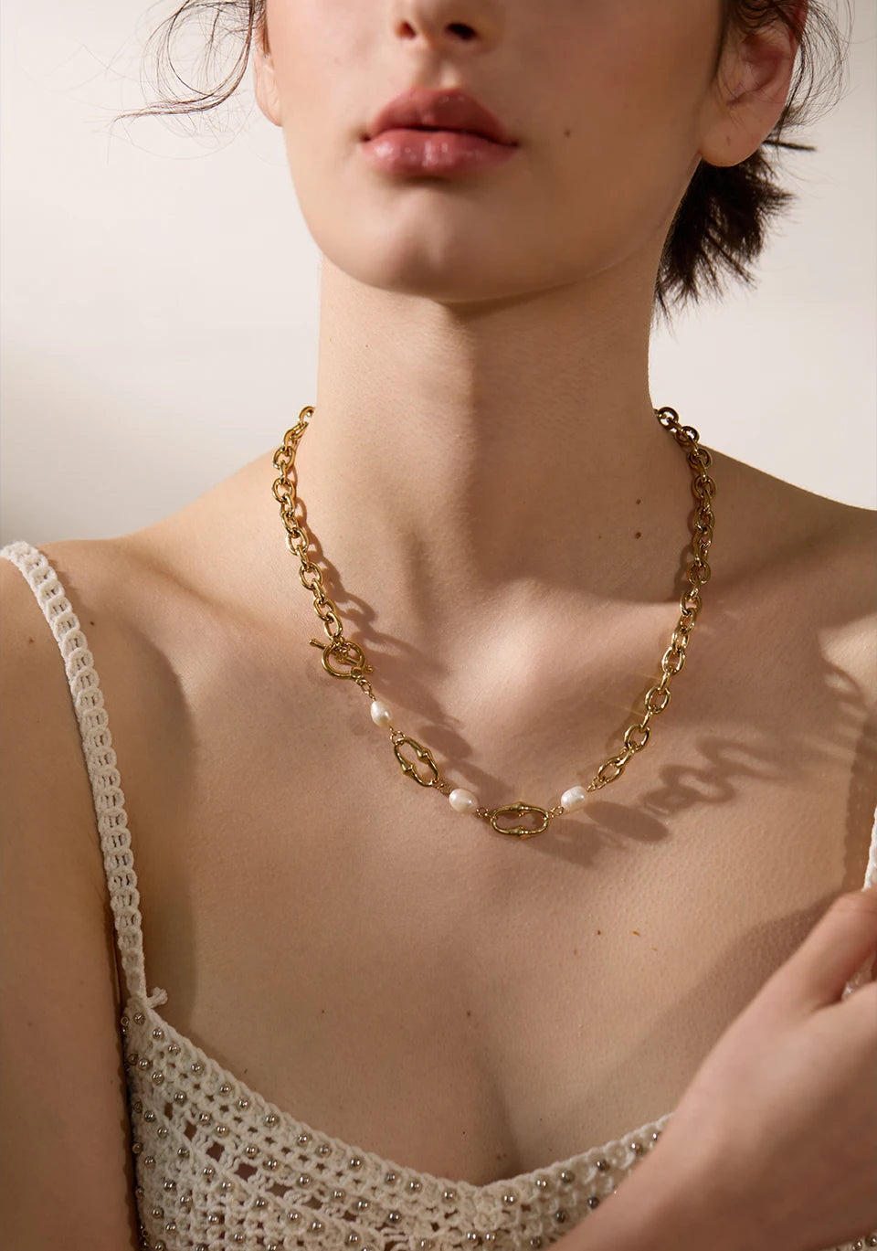 PEARLS CHAIN NECKLACE AND BRACELET SET