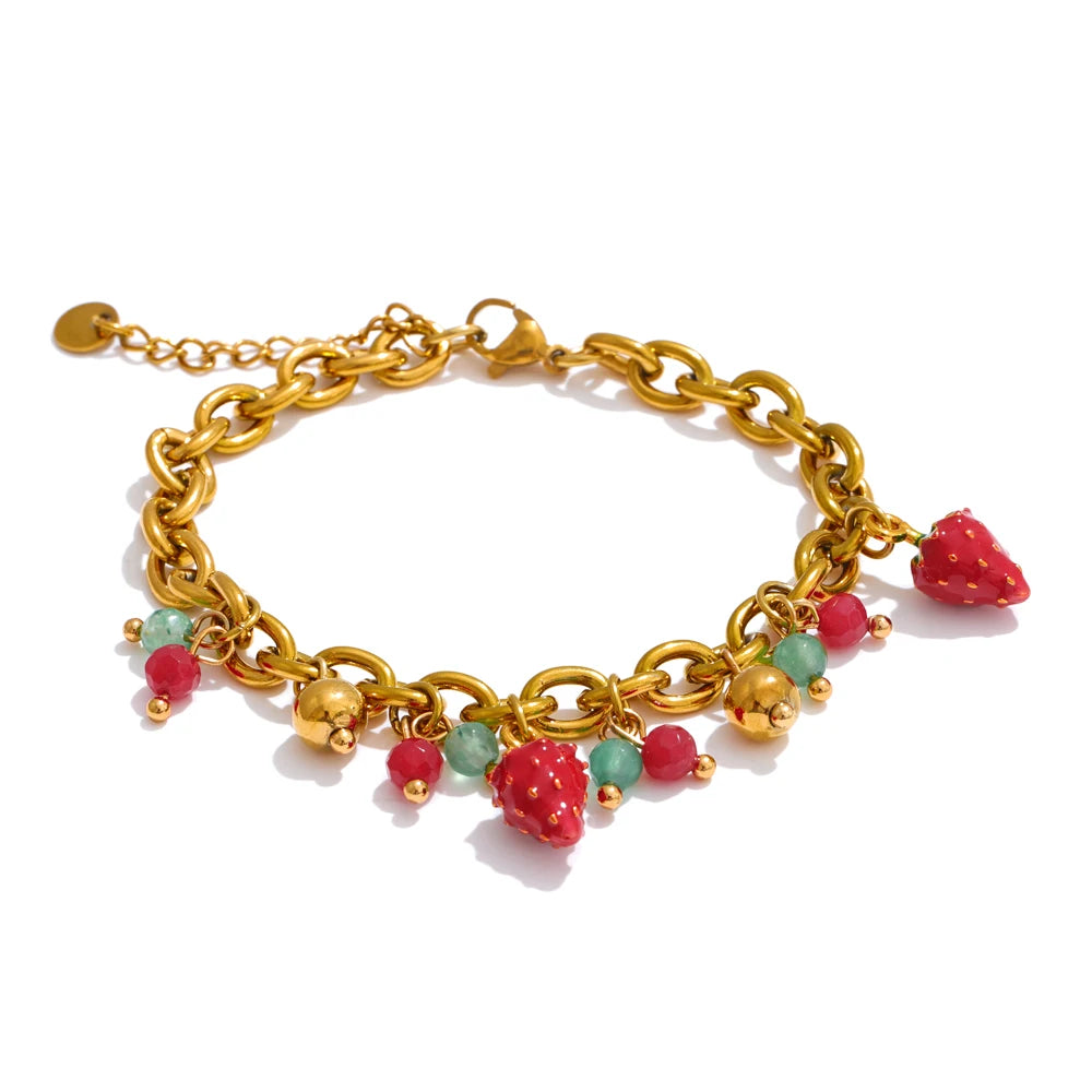STRAWBERRY STYLE HANDMADE NECKLACE AND BRACELET SET