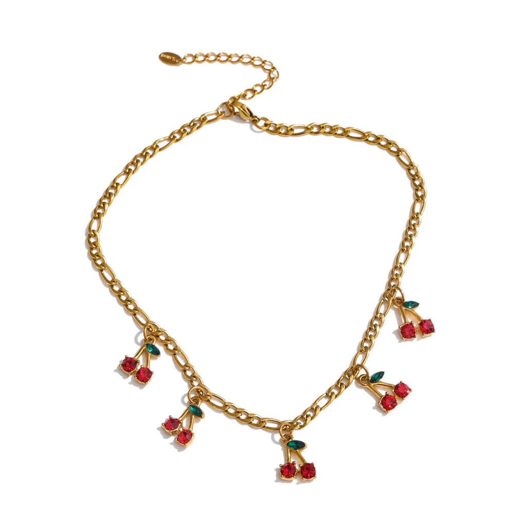 CHERRY LOVERS NECKLACE AND BRACELET SET