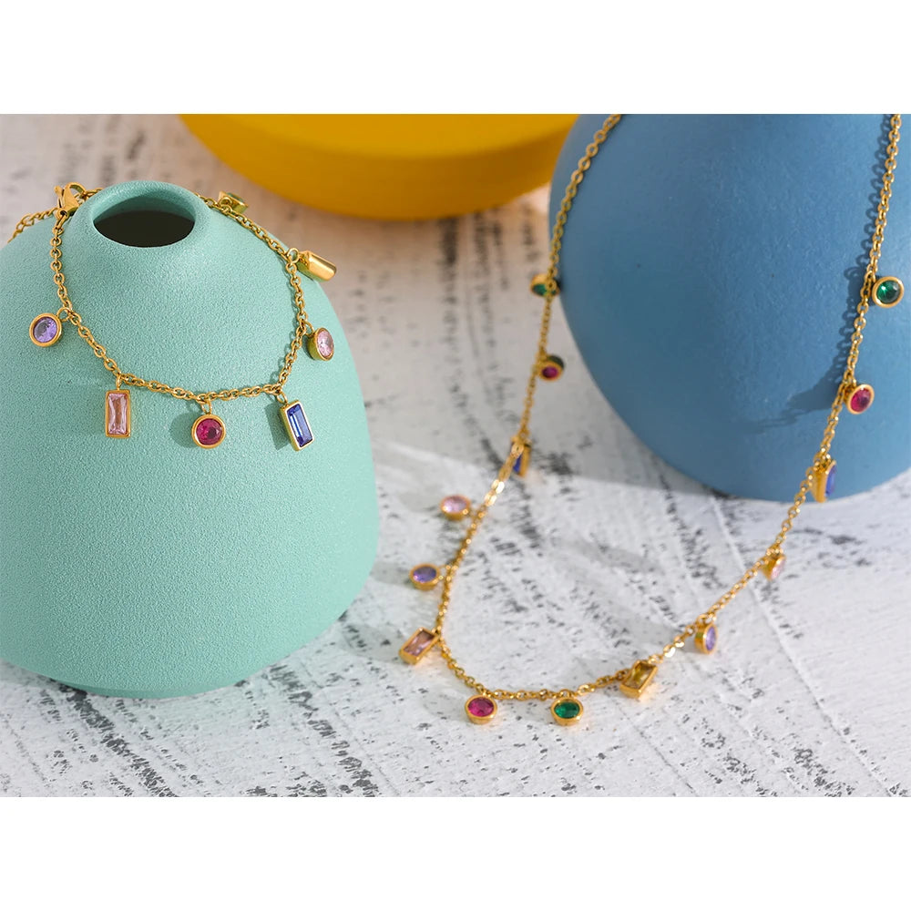 RAINBOW NECKLACE & BRACELET SET