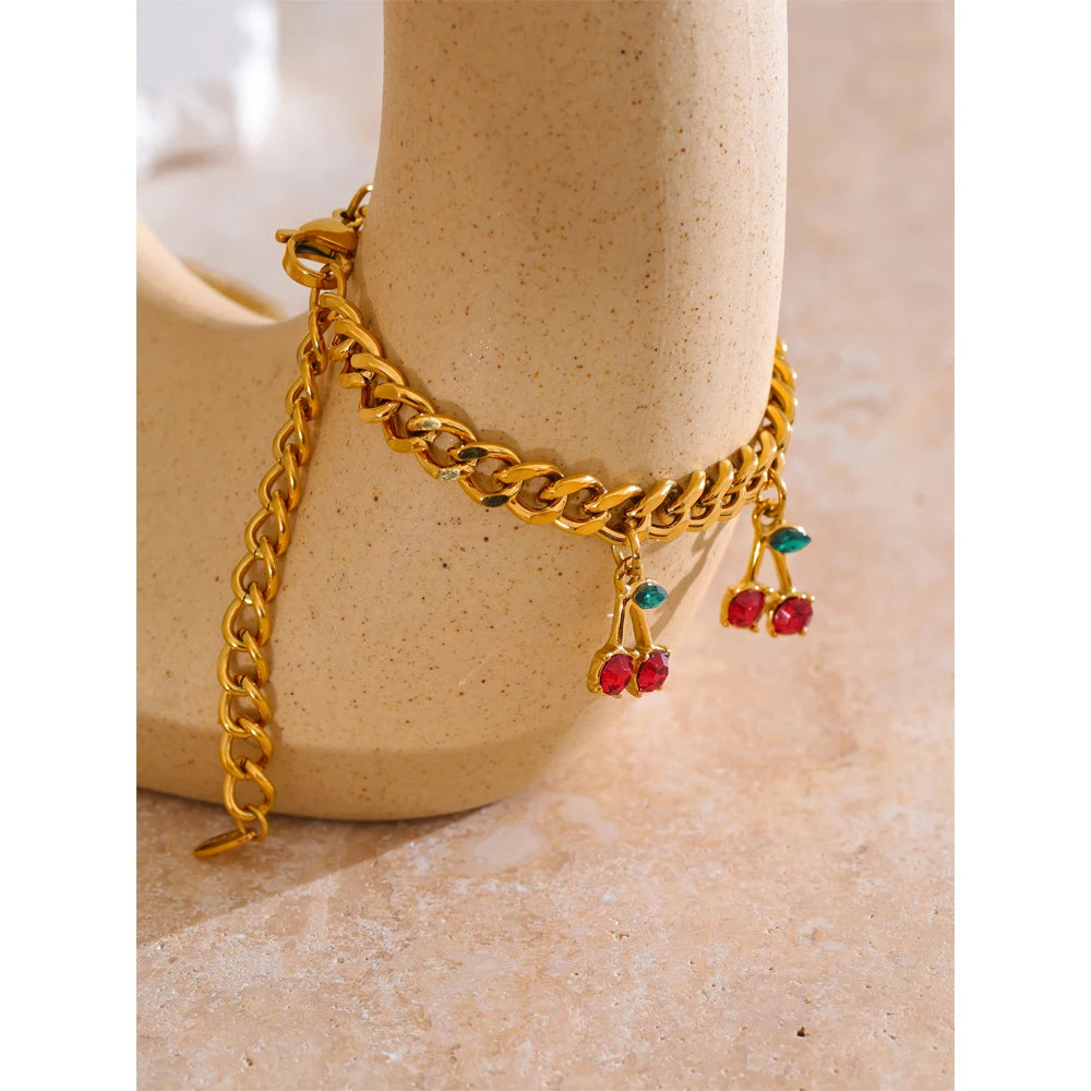 CHERRY LOVERS NECKLACE AND BRACELET SET