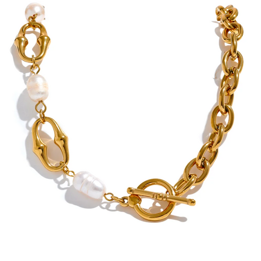 PEARLS CHAIN NECKLACE AND BRACELET SET